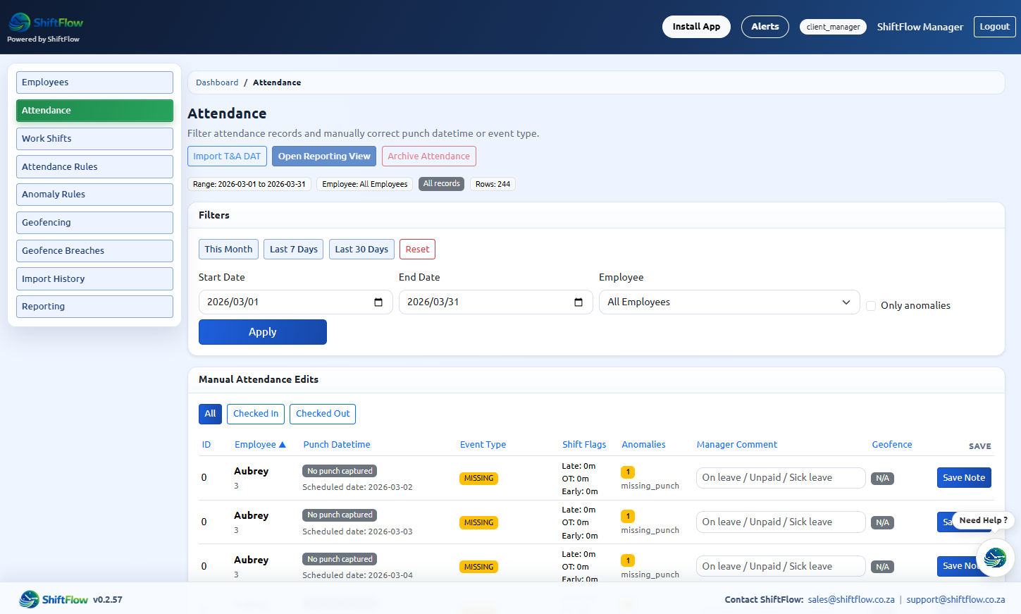 ShiftFlow dashboard preview