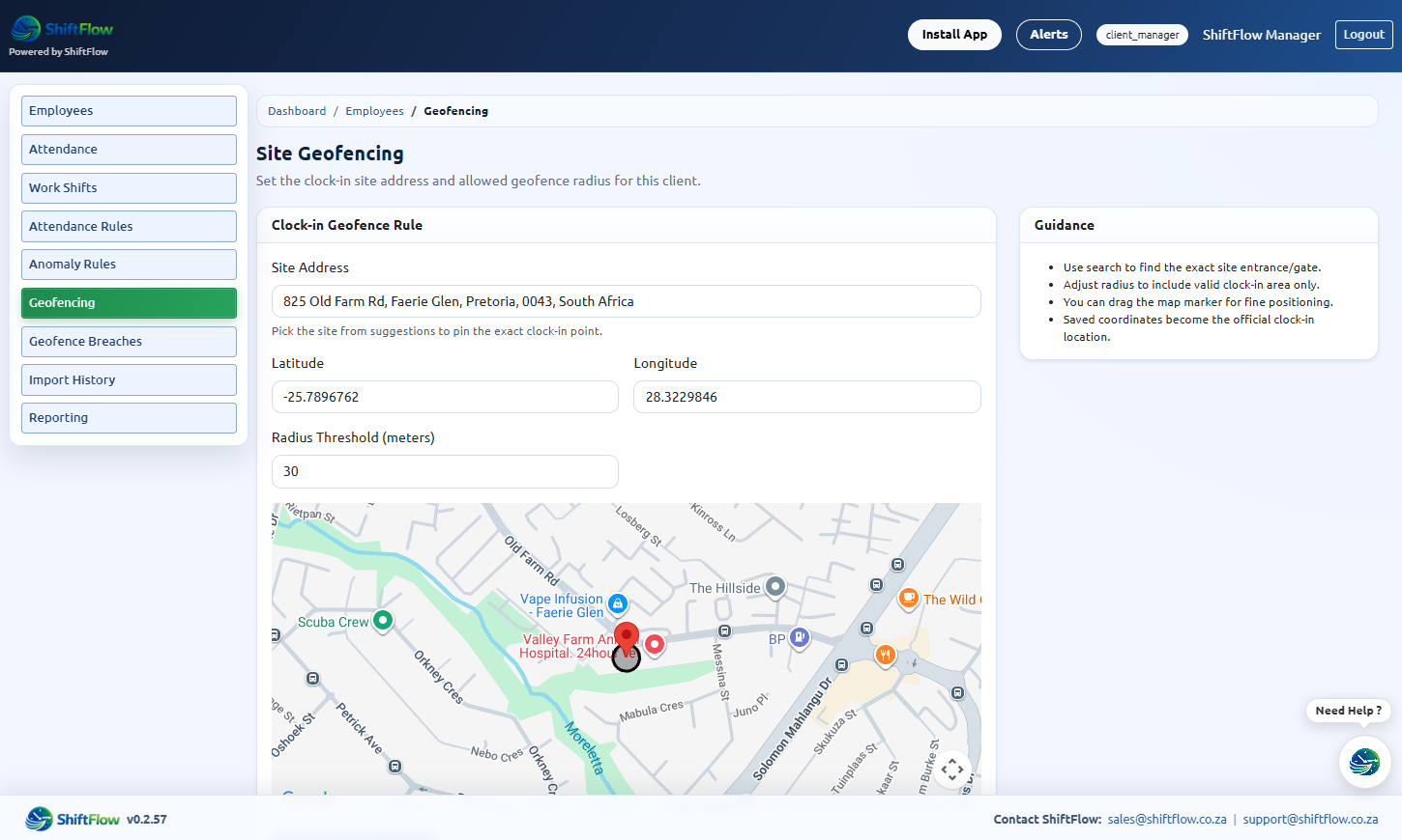 ShiftFlow workflow screenshot