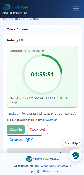 Mobile attendance view example